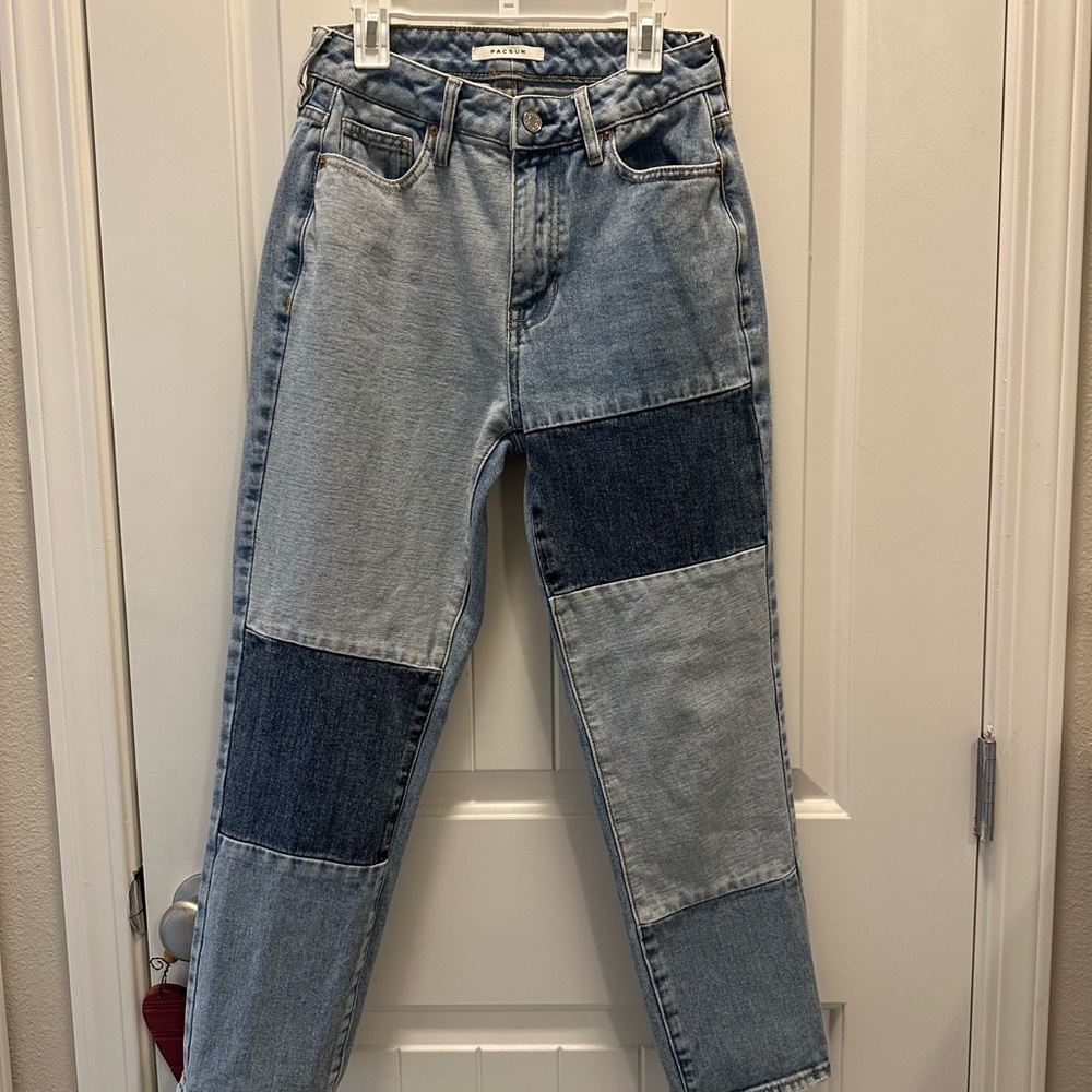 Patchwork Denim Mom Jeans